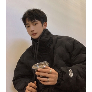 1定制面料棉衣港风半高领大码M-5XL情侣棉服外套男8707P125控168图片