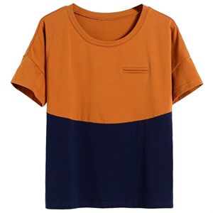 韩版简约舒适2021年春季宽松T恤拼接圆领修身显瘦潮流,女装T恤,丽影随形