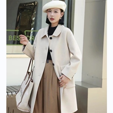 100羊毛中长款双面羊绒大衣小个子羊毛呢外套，女装双面呢大衣，美吧服饰