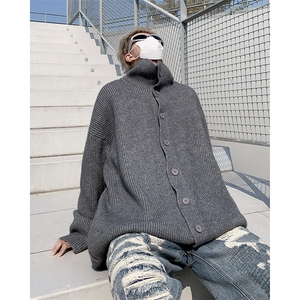 B214-P52 秋季新款高领长袖毛衣男装韩版潮牌纽扣套头针织衫上衣图片