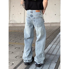 夏季新款高街珍珠装饰牛仔裤男宽松直筒阔腿休闲长裤N2039，男装牛仔裤，星座1116A（原606A-3）