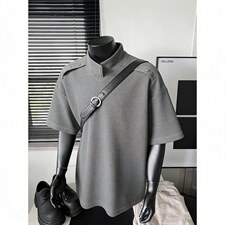 现货-原创-纽扣装饰短袖解构拼接T恤美式宽松1016-1T341P32K59，男装T恤，星座1016-1（原电商B408-1）