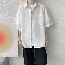 8XL-M泡泡纱盐缩肌理短袖衬衫男夏季冰丝外套防晒衬衣DC28011P40，男装衬衫，电商B312