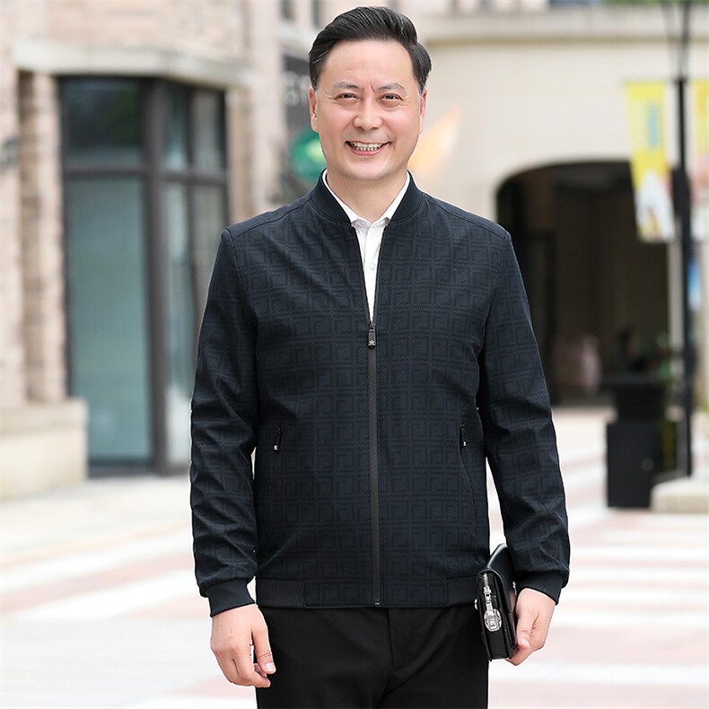 B-N9961男士2023年秋季新款长袖中老年休闲拉链夹克棒球领潮流P63,男装夹克,电商B360