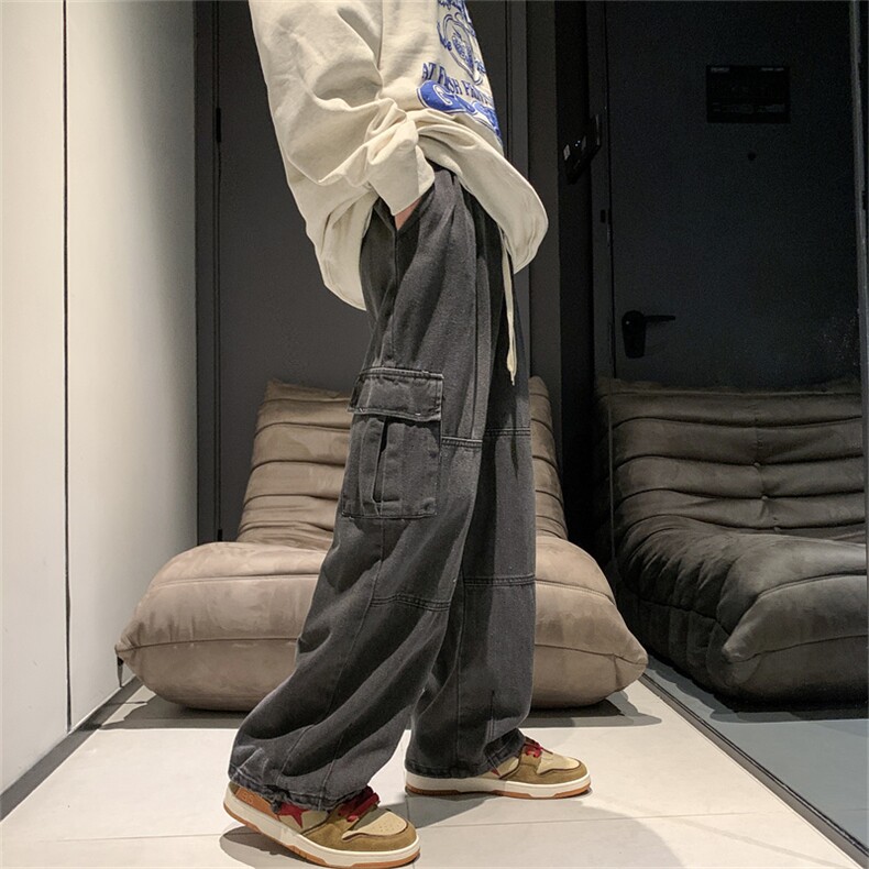 复古美式水洗做旧阔腿裤直筒宽松牛仔裤男N0603-P45,男装牛仔裤,星座308B-1