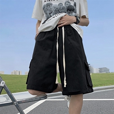 日系工装大口袋短裤男夏季宽松男休闲中裤阔腿五分裤D295，男装牛仔裤，星座1116A-1（原606A）