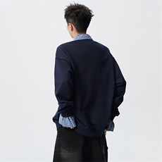 假两件衬衫领卫衣男宽松套头外套W602P65108，男装衬衫，电商A073