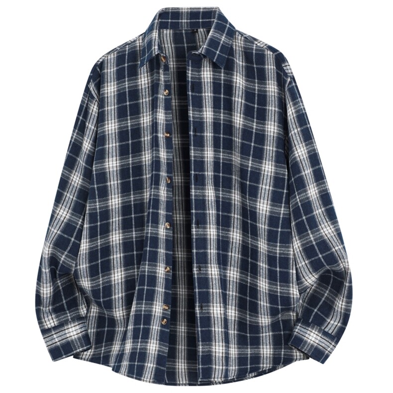 春季新款（跨境电商）格子男女情侣款潮流宽松格纹衬衣，男装衬衫，星座1107-1