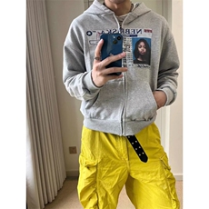 春秋新款美式复古潮牌印花开衫卫衣男女宽松连帽街头潮流卫衣外套，女装短外套，四季星座505