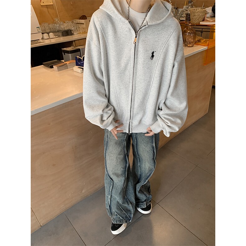 W6165P75控108高品质刺绣双拉链头开衫卫衣男女，男装卫衣，电商B205