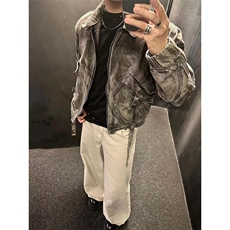 春秋季小众复古做旧牛仔夹克外套废土拉链大口袋JK8957，男装夹克，星座1116A（原606A-3）