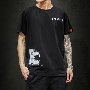 2021夏季新日系大码男马切达已注册卡通印花T恤休闲短袖T1007-P25图片
