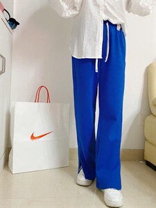 2022时尚欧货开叉抽绳直筒卫裤,女装休闲裤,L·H·X