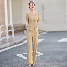 夏季新款气质女神范两件套西装套装女韩版显瘦阔腿裤职业装时尚，女装套装/套裙，米雪儿