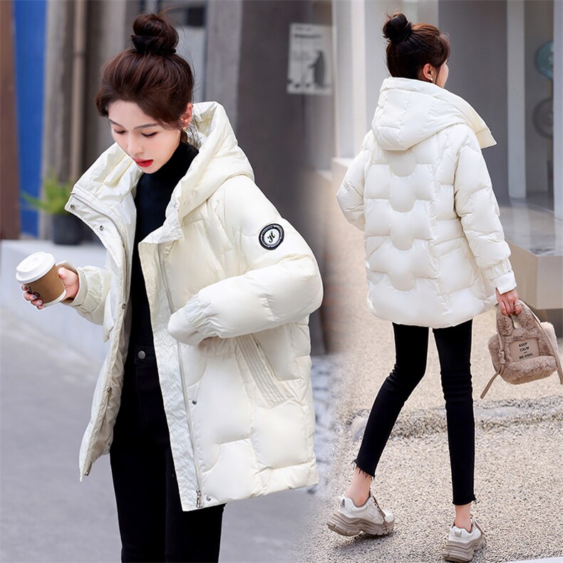 2024新款冬季女装羽绒服白鸭绒加厚中长款时尚保暖外套，女装羽绒服，艾尚靓装