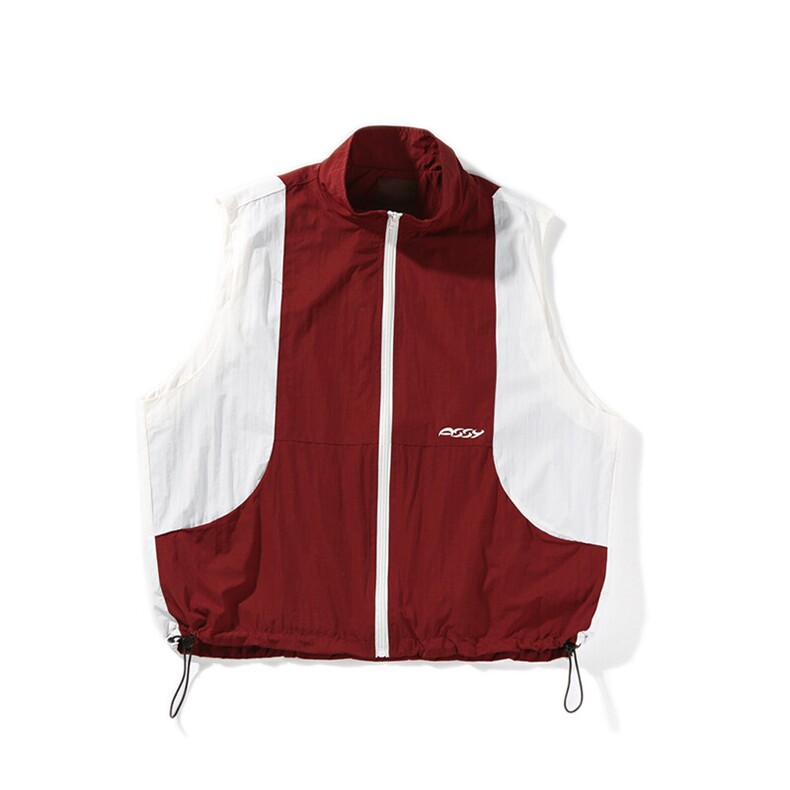 南夏乔装2025春季新款日系撞色拼接印花运动马甲复古宽松立领外套，男装背心/马甲，电商S006（B521）