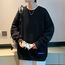 S6202-P28加绒款-P33秋季圆领卫衣男大码韩版宽松长袖外套，男装卫衣，电商A040