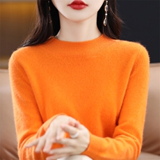 2025年秋季通勤套头一线成衣螺纹半高，女装羊毛衫，大美人包芯纱店