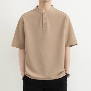 25067-特P50轻熟男士新中式短袖Polo衫夏季痞帅T休闲立领纯色T恤图片