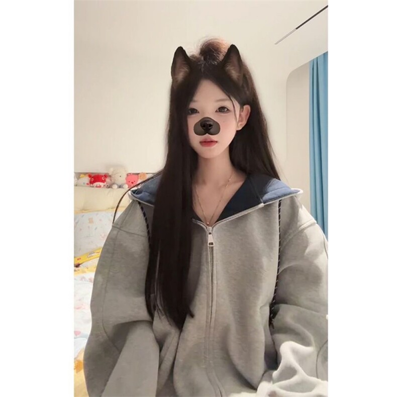 5334-P52 原版做工（纯棉华棉复合）休闲宽松卫衣外套薄款图片