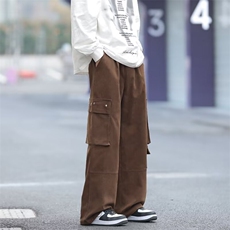 春装日系口袋工装裤男美式复古直筒休闲裤阔腿长裤子男潮牌夏裤子，男装休闲裤，星座1013