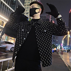 JK87加绒/P125控165冬季小伙潮流牛仔字母加厚夹克外套男黑首，男装夹克，星座305B
