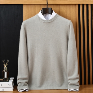 2025年秋季圆领时尚百搭通勤简约休闲男士羊绒衫，男装羊绒套衫，恒标羊绒