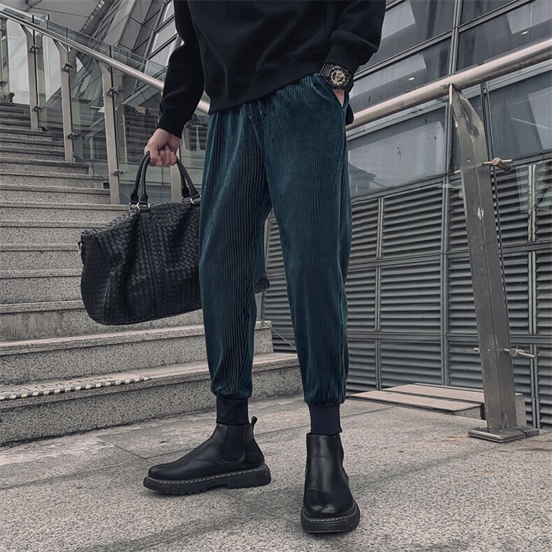 2025秋冬季新款灯芯绒休闲裤男韩版潮流纯色条绒裤子男网红同款，男装休闲裤，电商A327