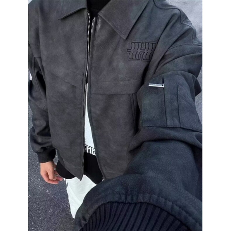 秋季夹克男士外套男款春秋款潮牌宽松休闲翻领上衣服JK38,男装夹克,星座1116A（原606A-3）
