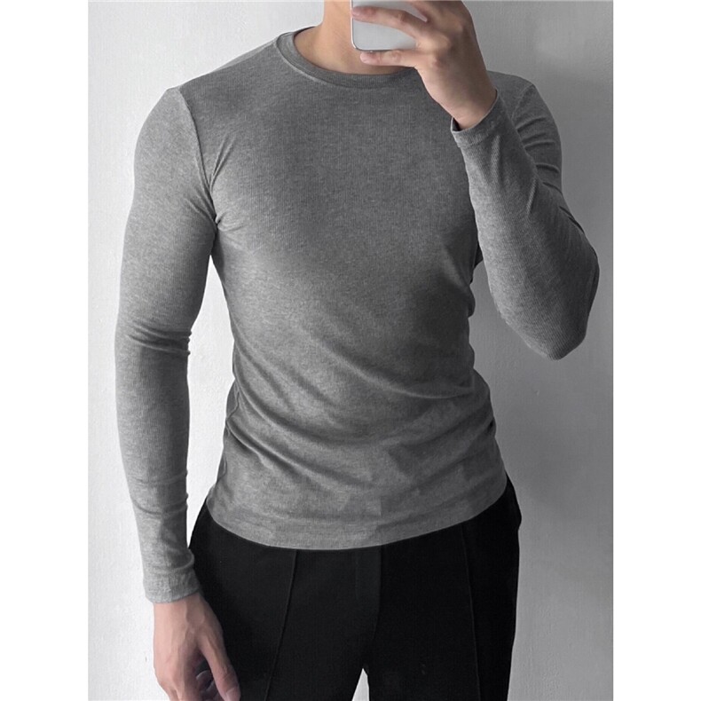 运动长袖健身t恤训练跑步上衣圆领弹力慵懒风打底衫男子TB46，男装T恤，星座516A