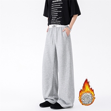 加绒休闲裤男冬季新款港风宽松华棉复合奥利绒阔腿裤JR58-P52，男装卫衣，星座214-3