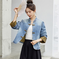 短款牛仔外套女春秋2024新款休闲新中式国风时尚减龄妈妈夹克上衣，女装短外套，丽影随形