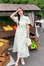 法式高腰A字碎花连衣裙女夏季2025新款爆款超好看高级感气质长裙，女装连衣裙，浙宝276（原081）