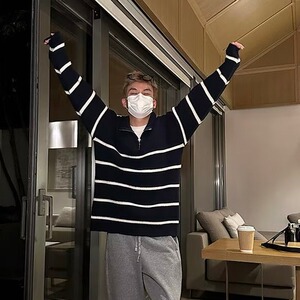 ins加厚半拉链条纹毛衣男士立领秋冬慵懒宽松针织衫男百搭慵懒图片