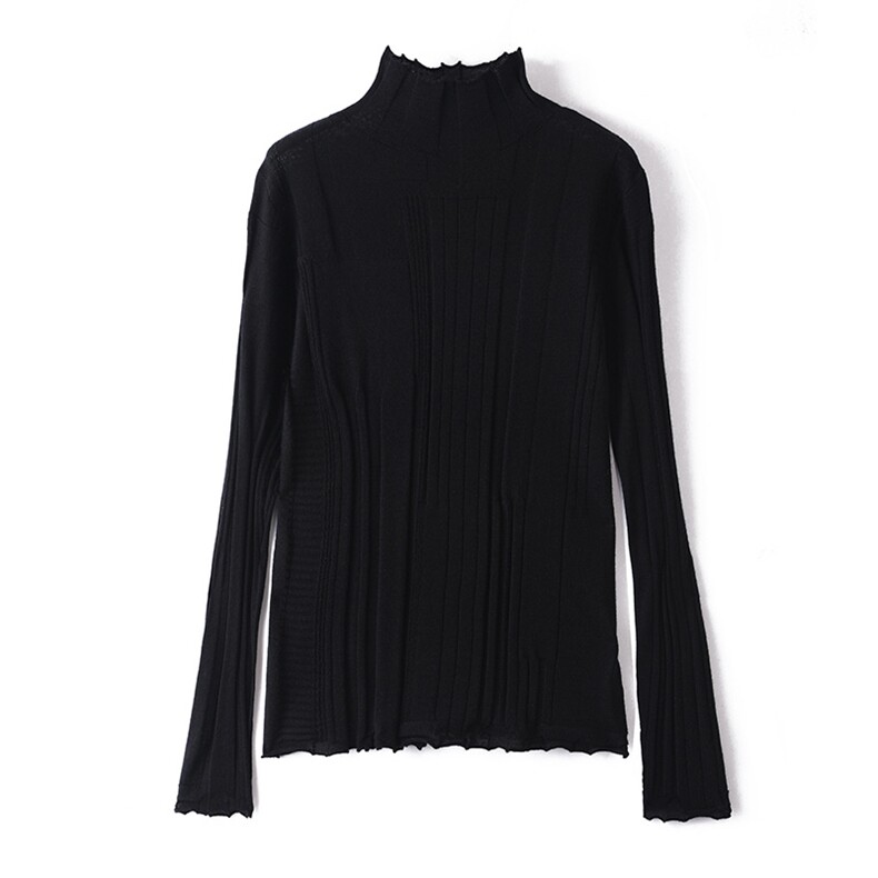 花边领时尚气质长袖纯色简约休闲内搭外穿针织衫，女装羊毛衫，庆大羊绒