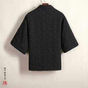 冬装新款风男装棉麻提花男士改良汉服棉衣外套HM03P145