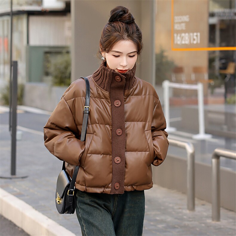 【BAO款现货】美拉德pu蛋白皮衣羽绒服女冬2025新款小个子白鸭绒,女装羽绒服,意芙