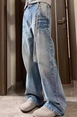 美式高阶水洗做旧牛仔裤休闲ins直筒裤情侣潮KZ31D780--TP40，男装牛仔裤，电商A247C