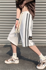 2025夏季新款细条纹沙滩五分裤男女休闲中裤宽松短裤衩K1081-P26，男装牛仔裤，星座207
