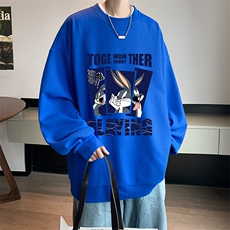 华夫格卫衣圆领卫衣男大码长袖t恤男外套HW76234-P30加绒款-P40，男装卫衣，电商A040
