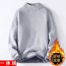 1018-1-M826-P39新款秋冬季一体绒韩版半高领针织毛衣男士加绒，男装针织衫/毛衣，星座1018-1​