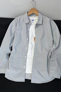B221 美式ins高街暗黑宽松条纹长袖衬衫SY2540-特P35控59图片