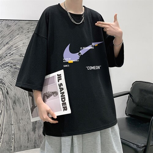 Q11259-P30 春夏季七分袖t恤男大码五分袖男短袖中袖   大皂风图片