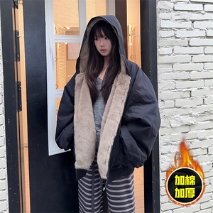 两面穿现货重磅短款座山雕棉衣男女双面穿毛毛绒棉服加厚外套图片