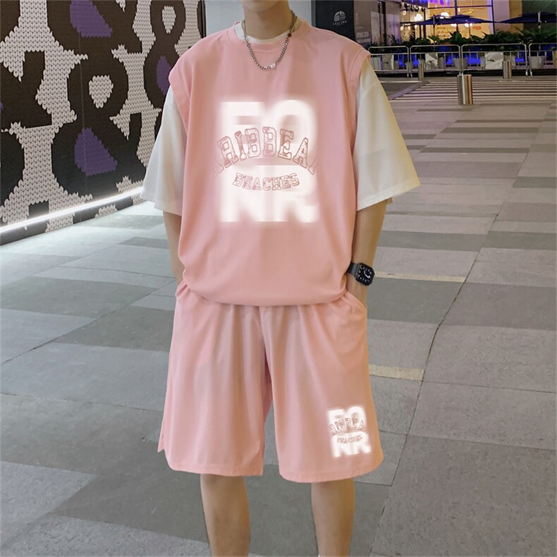 华夫格套装潮流休闲短袖短裤两件套FTZ3062-P55控78,男装休闲套装,电商B370
