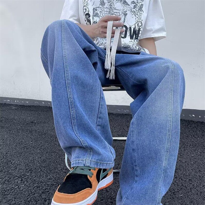 直脚流行牛仔裤潮男长裤夏季水洗宽松直筒拉链KK009-P40,男装牛仔裤,星座911-3