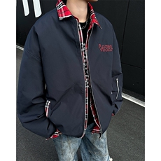 飞行员假两件夹克男美式复古设计感衬衫格子棉服外套M0626-P85，男装夹克，星座308B-2