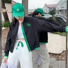 【现货新品】短款棒球服外套女2025秋季刺绣拼接时尚夹克休闲上衣，女装短外套，美沁
