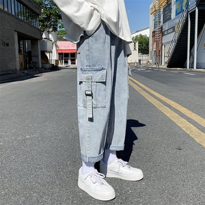 港风工装牛仔裤宽松ins直筒百搭坠感阔腿休闲裤 D321 NK28 P55图片