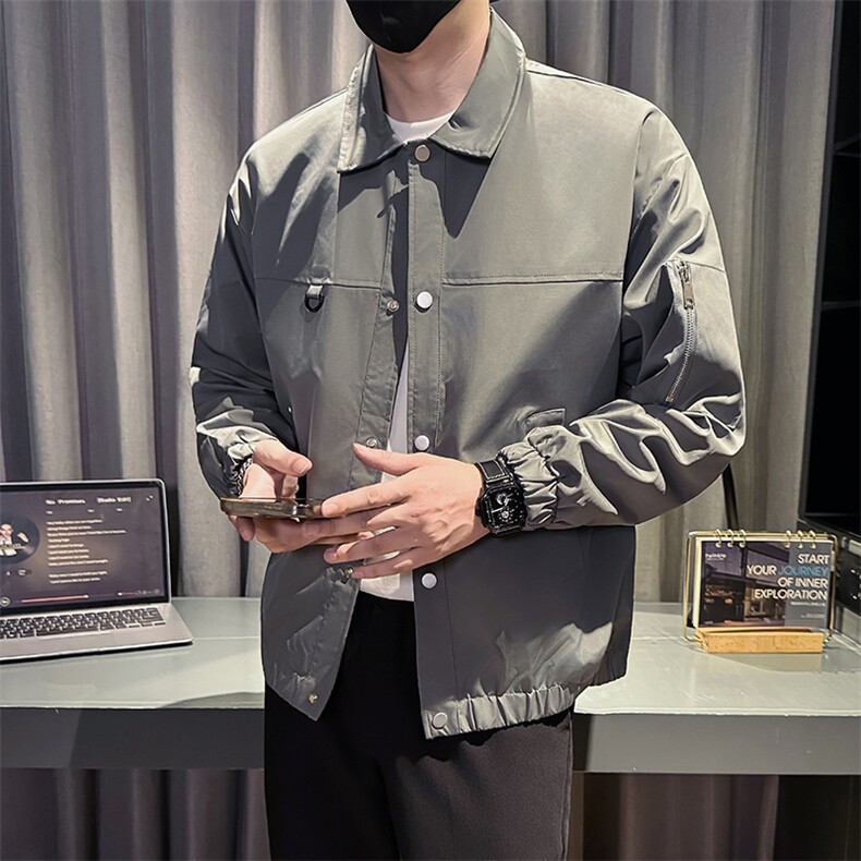 新款社会小伙秋冬男时尚工装夹克男店主外套JK802-P78控128灰色,男装夹克,星座301B-1